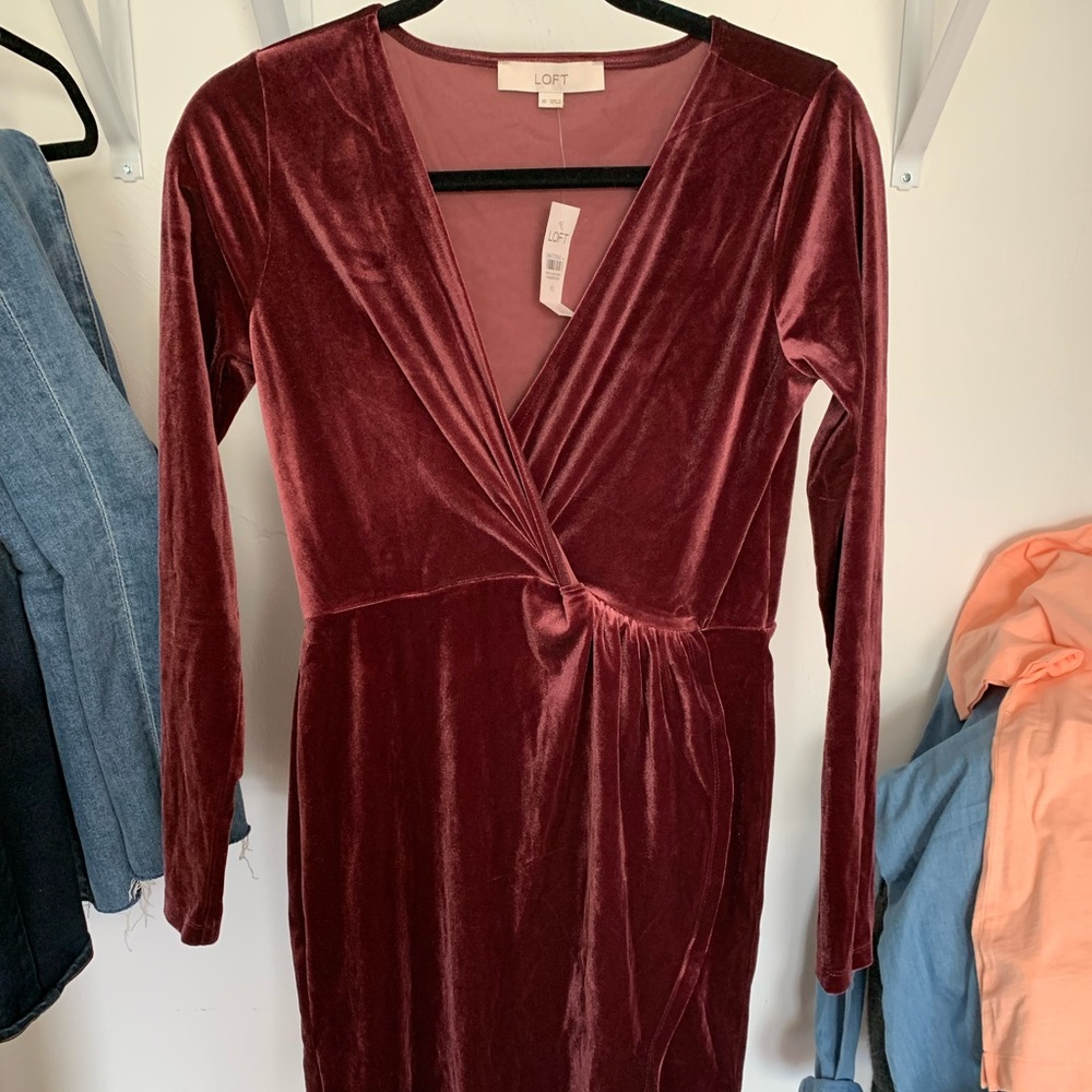 Loft velvet pink dress new with tag